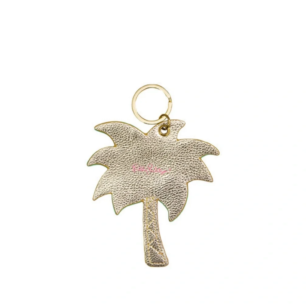 Lilly Pulitzer Lime Green Palm Tree Key & Card Holder with Gold Hardware